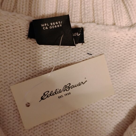 Eddie Bauer Women's Ivory Long Sleeve Side Rib Cardigan Sweater Size XL - Picture 4 of 8